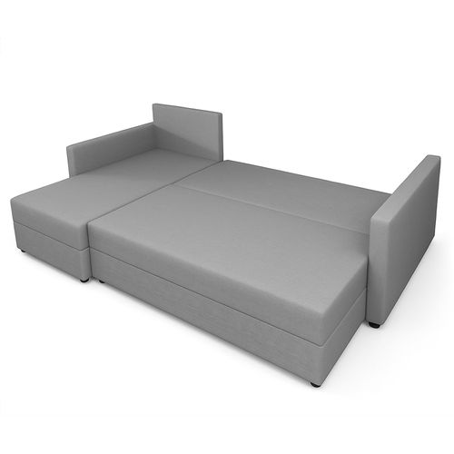 Canapé D’angle Réversible En Tissu Argenté Dolceo 226/140/78 Cm – Avec Coffre Et Fonction Lit