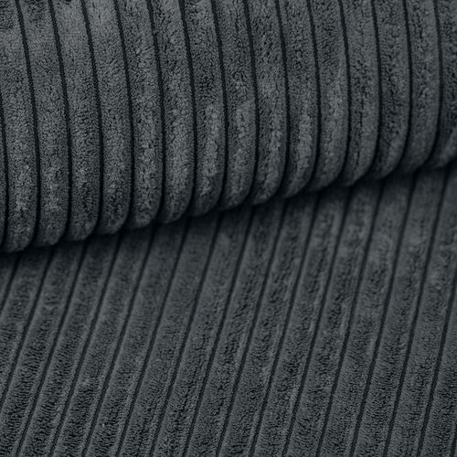 Canapé Convertible 3 Places En Velours Côtelé Gris Aydin 238/94/85 Cm - Coffre + Lit