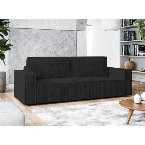 Canapé Convertible 3 Places En Velours Côtelé Gris Foncé Aydin 238/94/85 Cm - Coffre + Lit