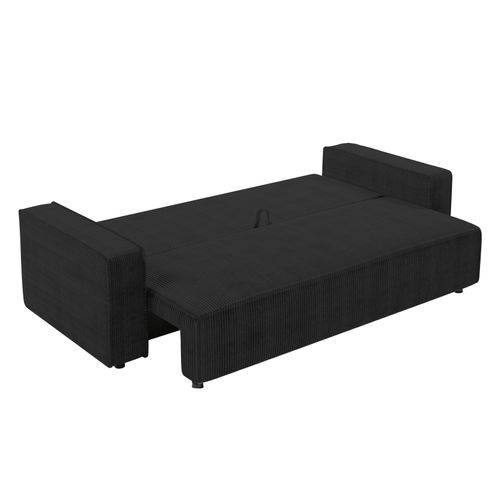 Canapé Convertible 3 Places En Velours Côtelé Gris Foncé Aydin 238/94/85 Cm - Coffre + Lit