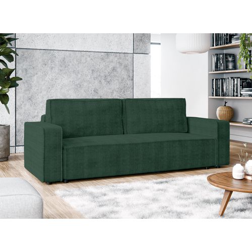 Canapé Convertible 3 Places En Velours Côtelé Vert Foncé Aydin 238/94/85 Cm - Coffre + Lit
