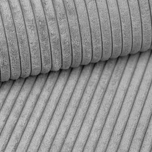 Canapé D'angle Réversible En Velours Côtelé Gris Clair Aydin L 258/169/85 Cm - Coffre + Lit