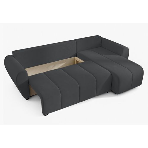 Canapé D'angle Droit En Tissu Gris Malatya 246/145/82 Cm - Avec Coffre Et Fonction Lit