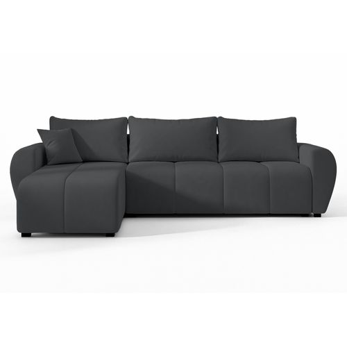 Canapé D'angle Gauche En Tissu Gris Malatya 246/145/82 Cm - Avec Coffre Et Fonction Lit