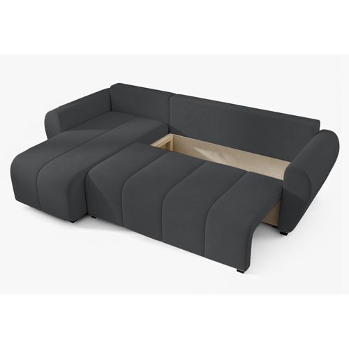 Canapé D'angle Gauche En Tissu Gris Malatya 246/145/82 Cm - Avec Coffre Et Fonction Lit