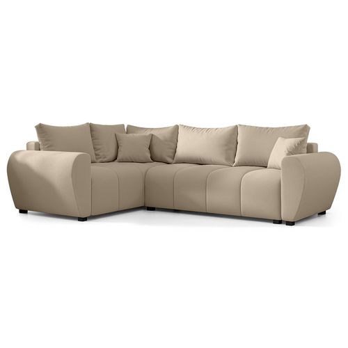 Canapé D'angle Gauche En Tissu Marron Malatya L 235/175/82 Cm - Avec Coffre Et Fonction Lit