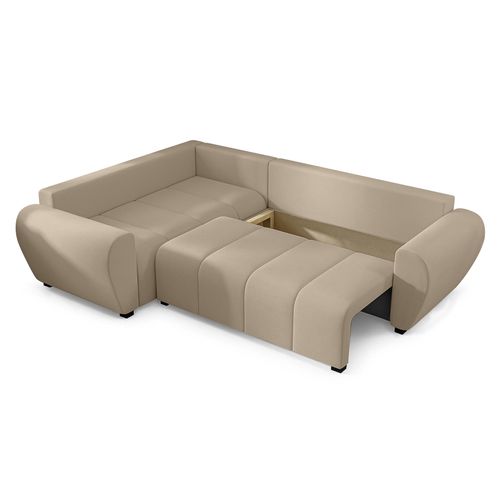 Canapé D'angle Gauche En Tissu Marron Malatya L 235/175/82 Cm - Avec Coffre Et Fonction Lit