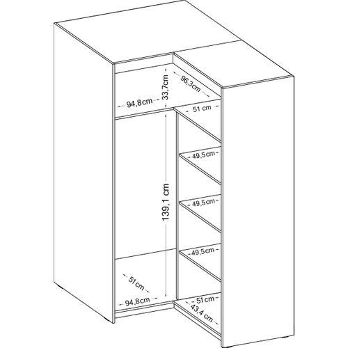 Armoire D’angle 2 Portes Storicos Chêne Huilé L.97,8 Cm – Design Moderne