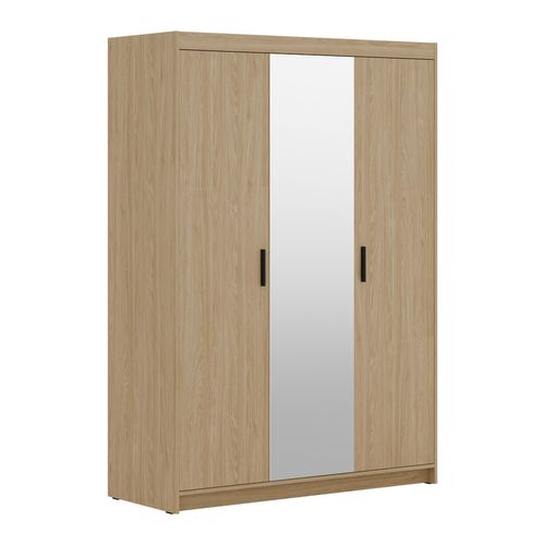 Armoire Avec Miroir 3 Portes Storicos Chêne Huilé L.133 Cm - Design Moderne