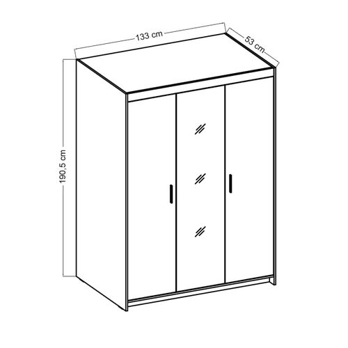 Armoire Avec Miroir 3 Portes Storicos Chêne Huilé L.133 Cm - Design Moderne