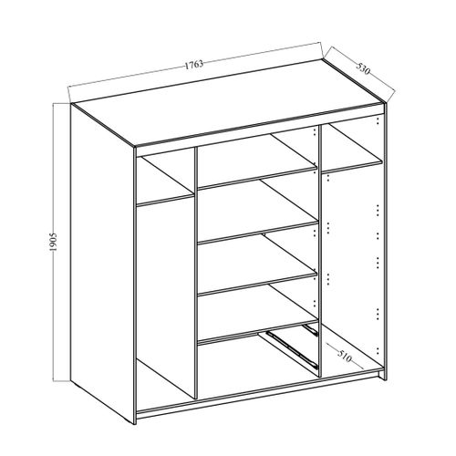 Armoire Avec Miroir 4 Portes 2 Tiroirs Storicos Chêne Huilé L.176,3 Cm - Design Moderne