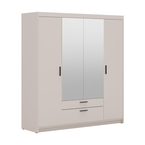 Armoire Avec Miroir 4 Portes 2 Tiroirs Storicos Beige L.176,3 Cm - Design Moderne