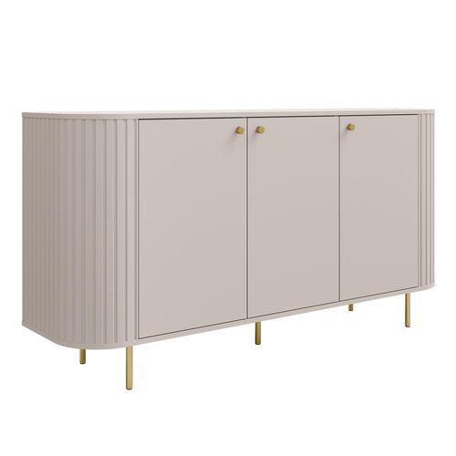 Buffet 3 Portes Avec Côtés Rainurés Beige 164,6 Cm - Halay