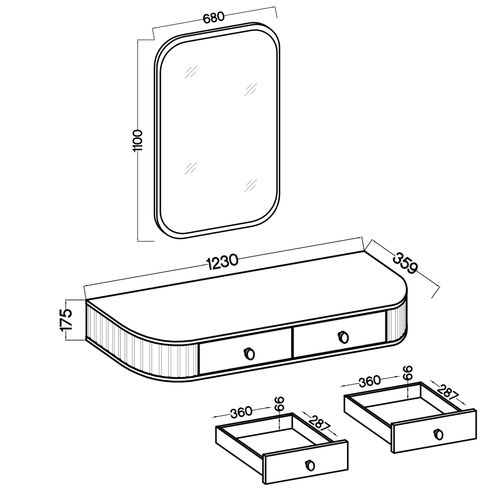 Coiffeuse Moderne 2 Portes Avec Miroir Rectangulaire 110 X 68 Cm Beige - Halay