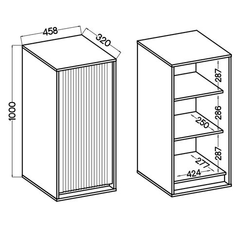 Armoire Murale 1 Porte Avec Façade Rainurée Chêne Evoke 46 Cm - Bodrum