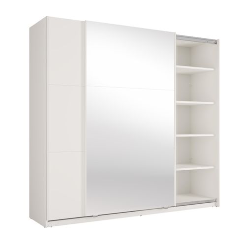 Armoire 2 Portes Coulissantes Avec Miroir Blanc 221 Cm - Lunoria