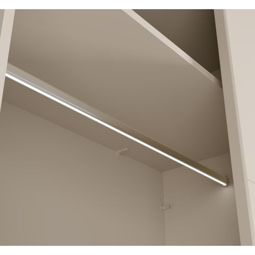 Armoire 2 Portes Coulissantes Avec Miroir Et Éclairage LED Beige 221 Cm - Lunoria
