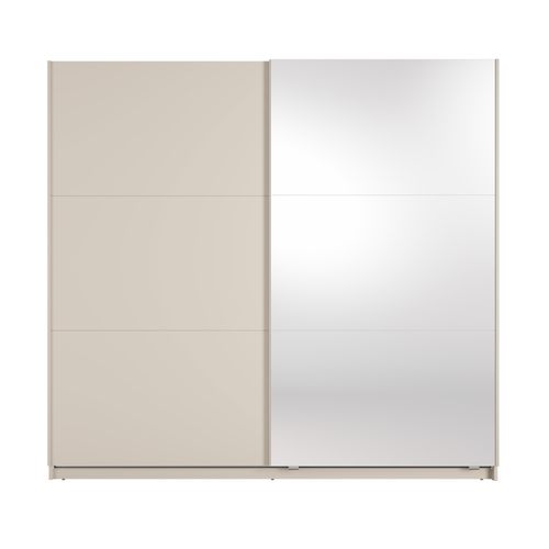 Armoire 2 Portes Coulissantes Avec Miroir Et Éclairage LED Beige 221 Cm - Lunoria