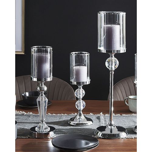 Bougeoir Cotui Verre 36 Cm Argenté