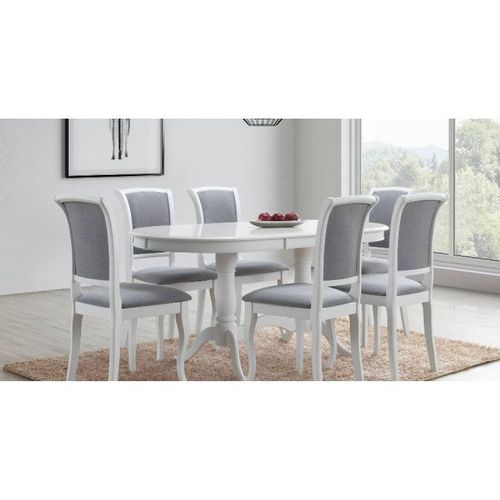 Chaise De Salon - L 45 X P 42 X H 96 Cm - Gris Et Blanc