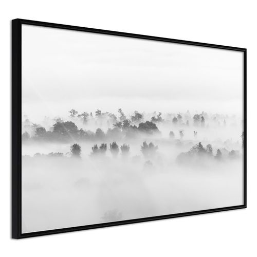 Affiche Murale Encadrée "fog Over The Forest" 90 X 60 Cm Noir