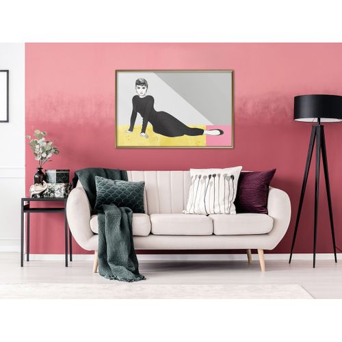 Affiche Murale Encadrée "elegant Audrey" 90 X 60 Cm Doré