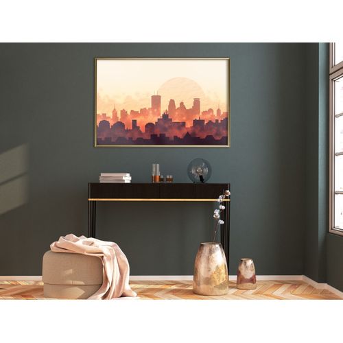 Affiche Murale Encadrée "melancholy Of Sunset" 90 X 60 Cm Doré