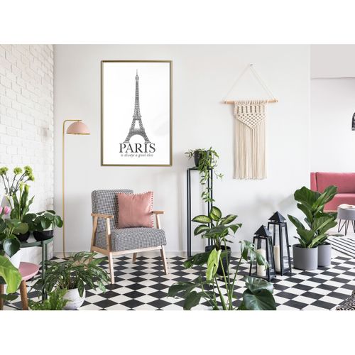 Affiche Murale Encadrée "eiffel Tower" 40 X 60 Cm Doré