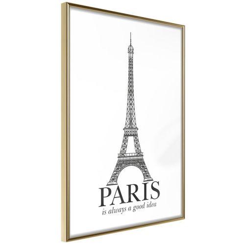 Affiche Murale Encadrée "eiffel Tower" 40 X 60 Cm Doré