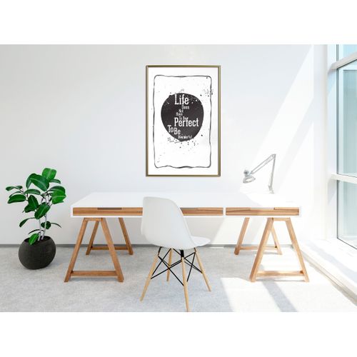 Affiche Murale Encadrée "life" 40 X 60 Cm Doré