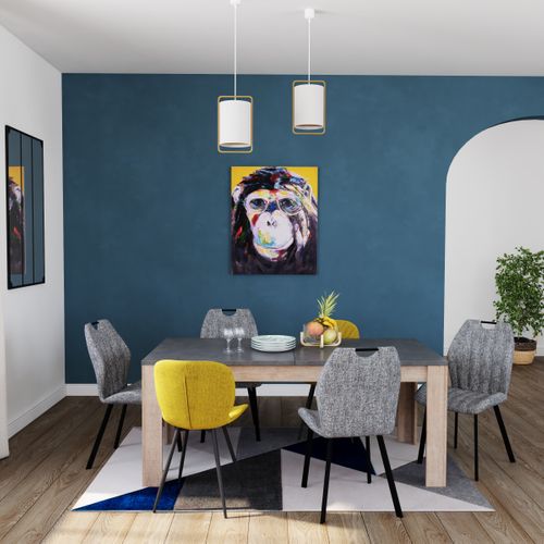 Table L.180/220 + allonge ANVERS imitation chêne vieilli/ béton