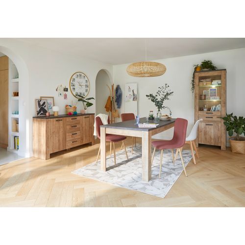 Vitrine L.72 2 portes ANVERS imitation chêne vieilli/béton