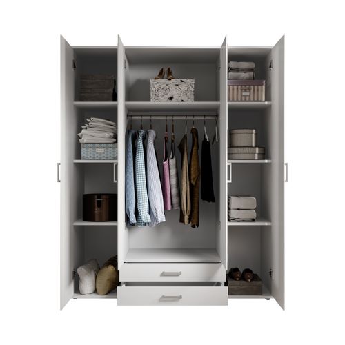 Armoire 4 portes L. 160 cm KARL blanc