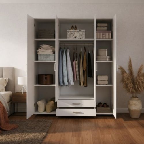 Armoire 4 portes L. 160 cm KARL blanc