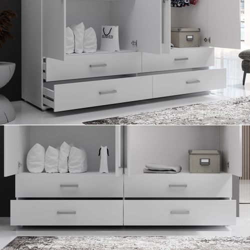 Armoire 4 portes 4 tiroirs L. 180 cm IVAR blanc