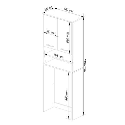 Meuble Pour Machine à Laver Fin Chêne Artisan 64 Cm 2 Portes Façade Blanche Niche