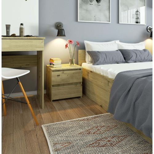 Akord Chevet 2 Tiroirs Chêne Artisan 40x35x40