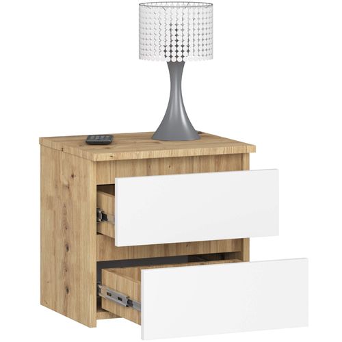 Akord Chevet 2 Tiroirs Chêne Artisan/blanc 40x35x40