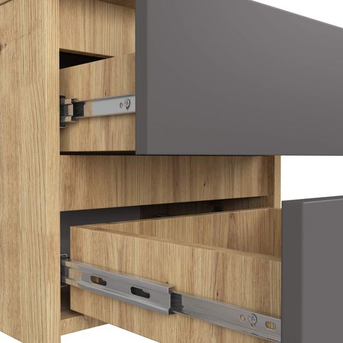 Akord Chevet 2 Tiroirs Chêne Artisan/gris Graphite 40x35x40