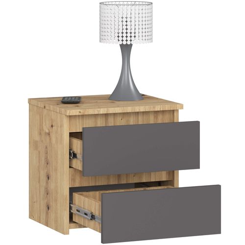 Akord Chevet 2 Tiroirs Chêne Artisan/gris Graphite 40x35x40