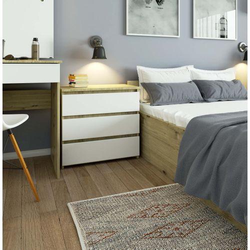 Akord Commode 3 Tiroirs Chêne Artisan/blanc 60x35x57