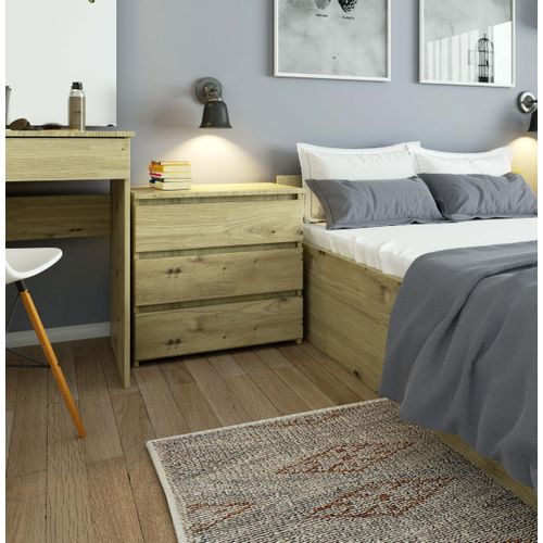 Akord Commode 3 Tiroirs Chêne Artisan 60x35x57