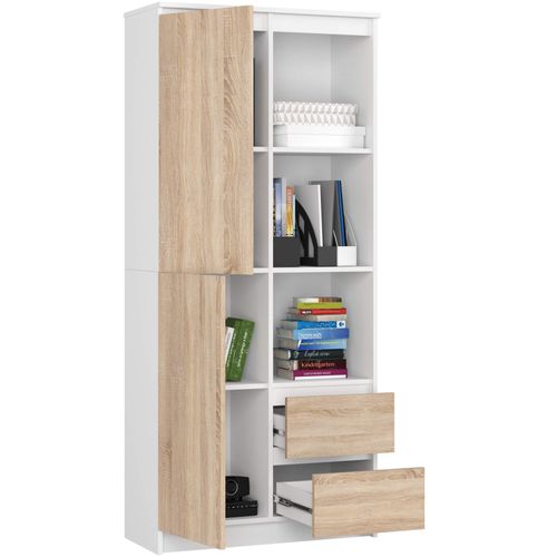 Akord Étagère Ouverte Blanc/chêne Sonoma 80x35x180