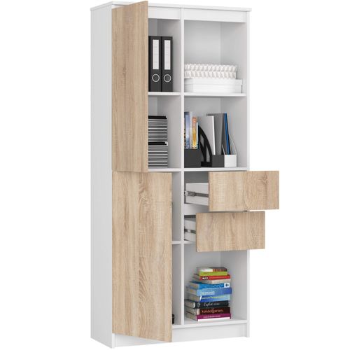 Akord Étagère Blanc Et Chêne Sonoma 80x35x180