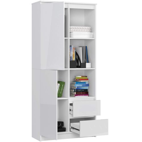 Akord Étagère Ouverte Blanc/blanc Brillant 80x35x180