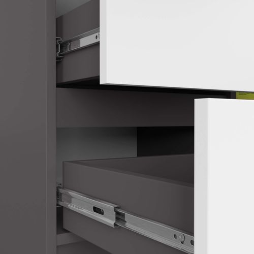 Akord Buffet Jerry 1 Porte 3 Tiroirs Gris Graphite/blanc 80x35x77