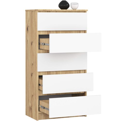 Akord Dressoir 5 Tiroirs Chêne Artisan/blanc 60x40x121