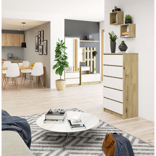 Akord Dressoir 5 Tiroirs Chêne Artisan/blanc 60x40x121