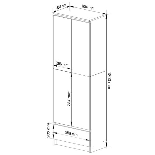 Akord Bibliothèque Fermée Blanc/chêne Sonoma 60x35x180
