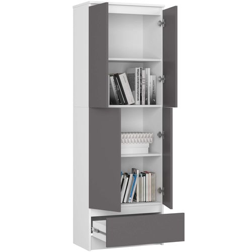 Akord Bibliothèque Fermée Blanc/gris Graphite 60x35x180